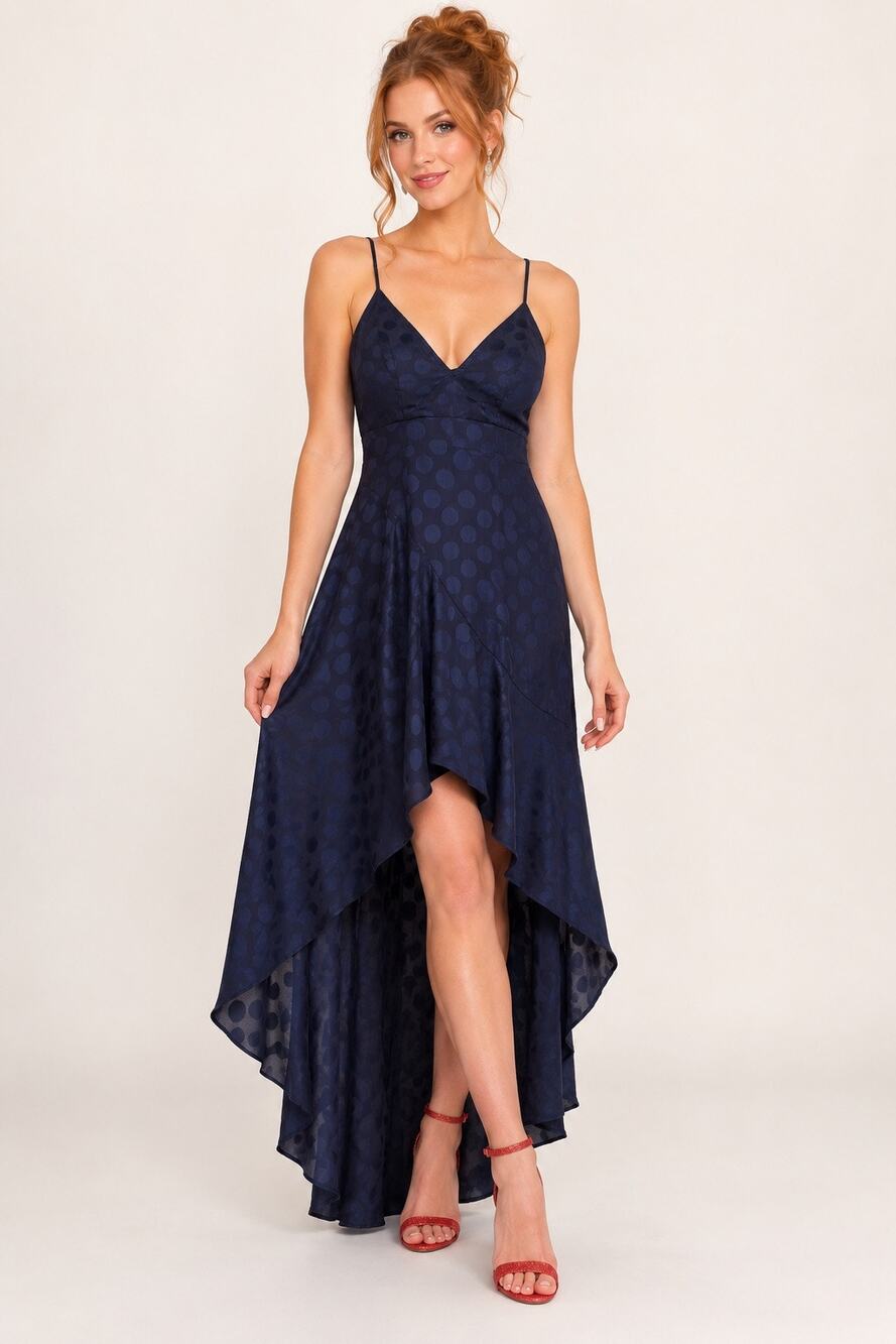 Here Comes the Sun Navy High Low Dress - Size M